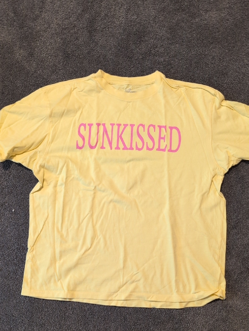 Vineyard Vines Yellow Tee with Pink SUNKISSED Logo
